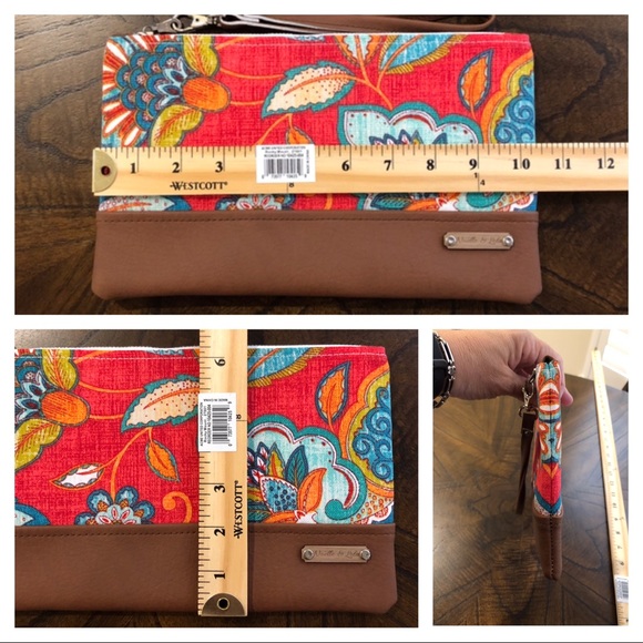 NEW! ❤️ Beautiful Vegan 10.5” Clutch & Matching Zippered Pouch NWOT - Picture 2 of 8